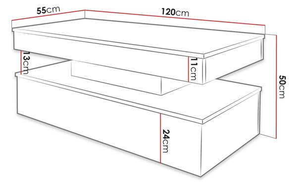 Konferenční stolek s LED osvětlením USOA - lesklý černý / matný černý