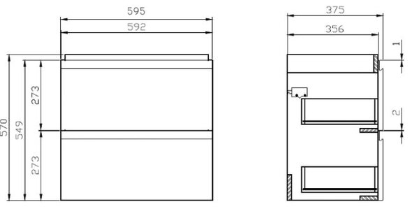 Cersanit Moduo skříňka z koupelnové sady 59.5x37.5x57 cm pod umyvadlo závěsná bílá S590-004-DSM