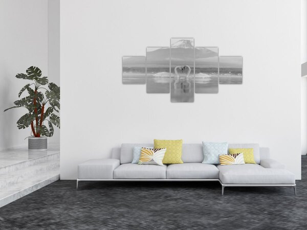Obraz - Zamilované labutě (125x70 cm)