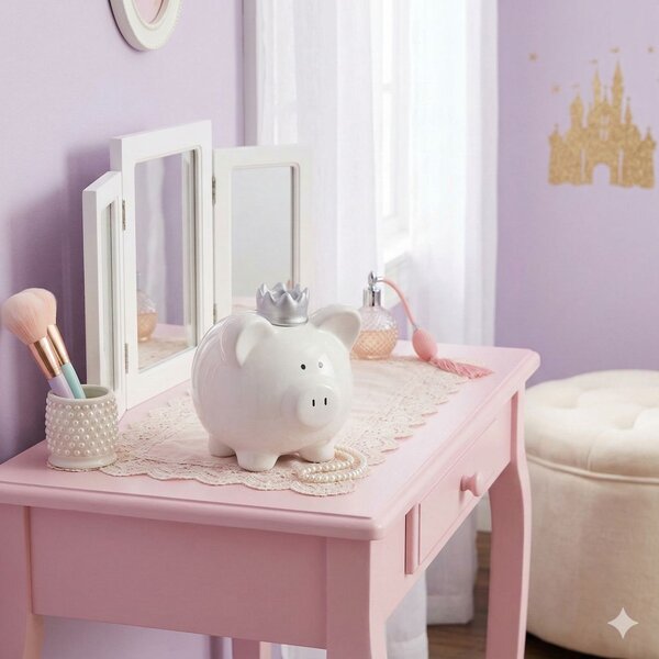 Keramická pokladnička White Queen Pig 14,5x16x14,5 cm