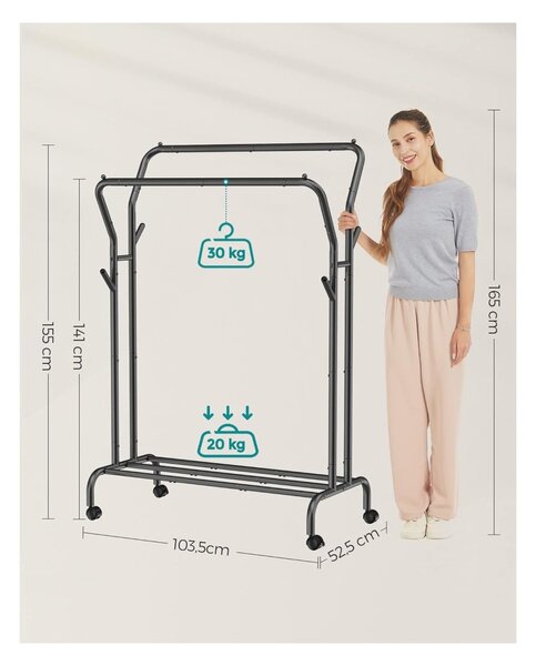 SONGOMICS HSR107B01 věšák na šaty černý 155 cm