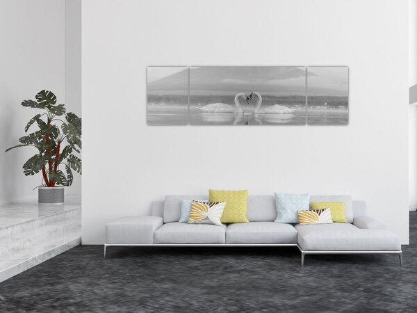 Obraz - Zamilované labutě (170x50 cm)