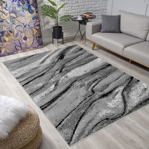 Obdélníkový koberec 140x190 cm LUKEN - šedý / černý