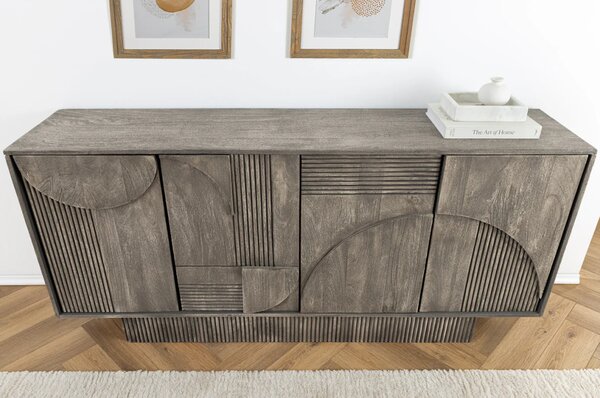Massive home | Komoda Art Deco 170cm masiv šedé mango