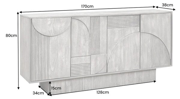 Massive home | Komoda Art Deco 170cm masiv šedé mango