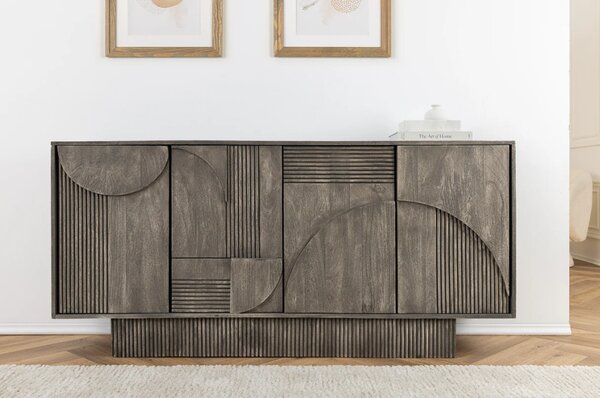 Massive home | Komoda Art Deco 170cm masiv šedé mango