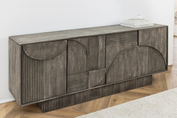 Massive home | Komoda Art Deco 170cm masiv šedé mango