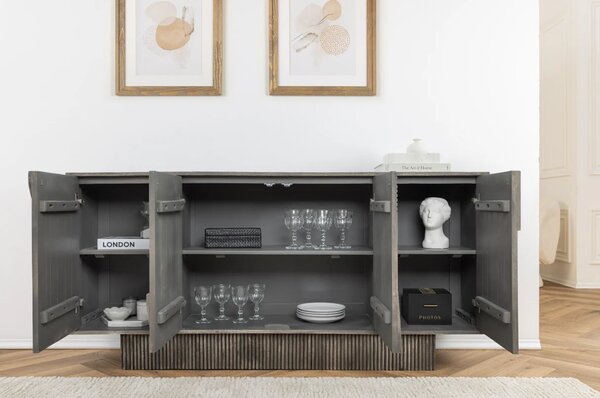 Massive home | Komoda Art Deco 170cm masiv šedé mango