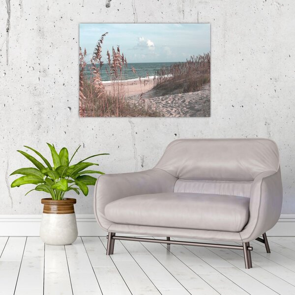 Obraz - Růžová pláž (70x50 cm)