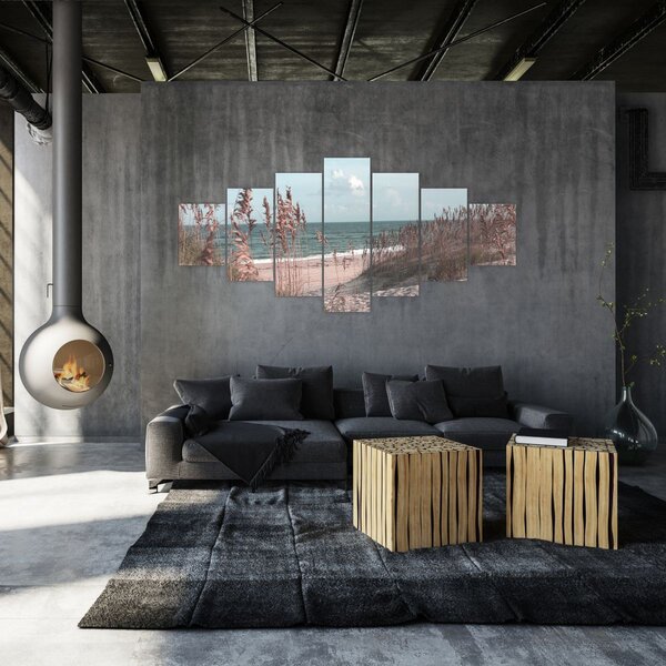 Obraz - Růžová pláž (210x100 cm)