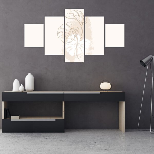 Obraz - Line art monstera N⁰1 (125x70 cm)