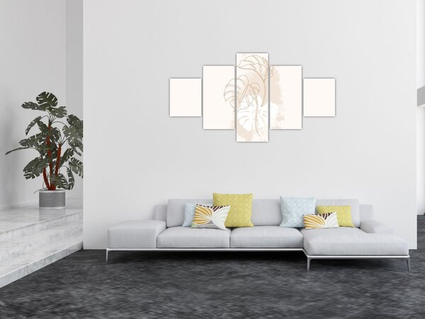 Obraz - Line art monstera N⁰1 (125x70 cm)