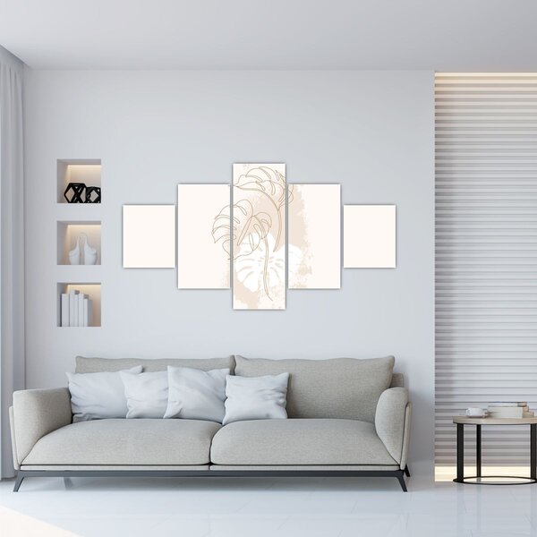 Obraz - Line art monstera N⁰1 (125x70 cm)
