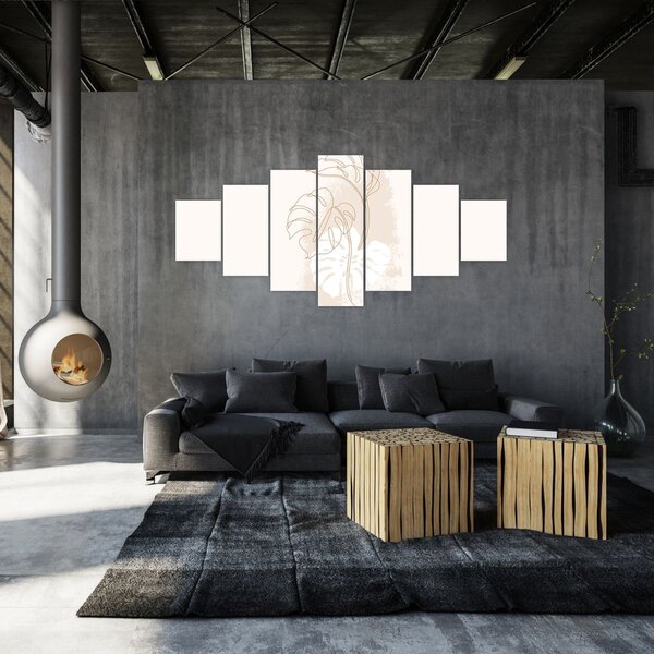 Obraz - Line art monstera N⁰1 (210x100 cm)