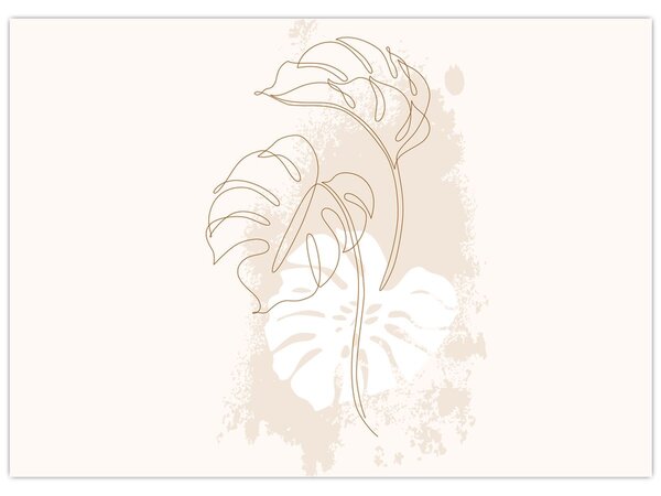 Obraz - Line art monstera N⁰1 (70x50 cm)