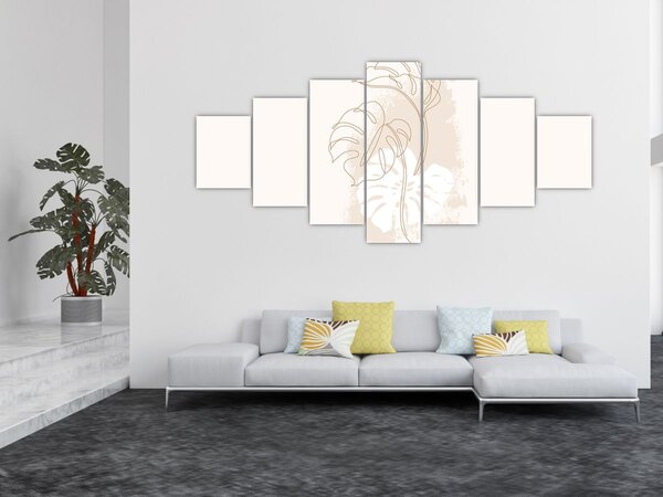 Obraz - Line art monstera N⁰1 (210x100 cm)