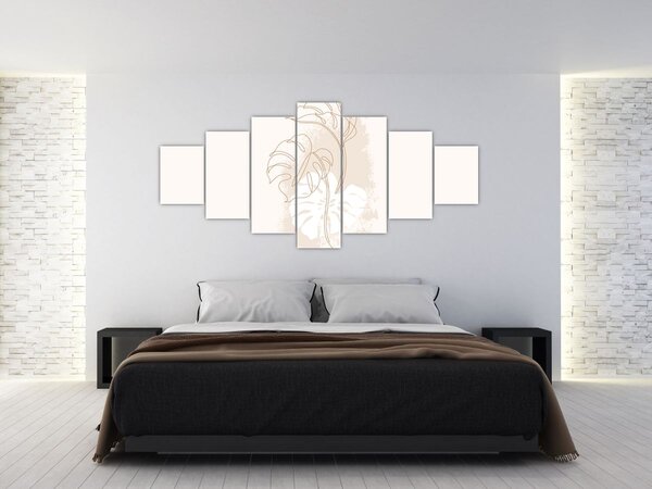 Obraz - Line art monstera N⁰1 (210x100 cm)