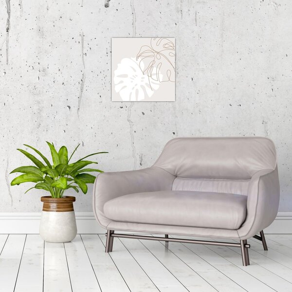 Obraz - Line art monstera N⁰2 (30x30 cm)