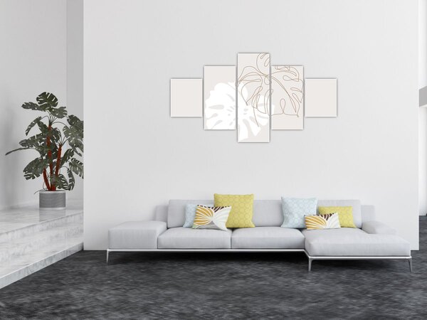 Obraz - Line art monstera N⁰2 (125x70 cm)