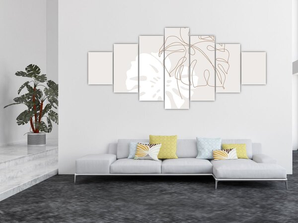 Obraz - Line art monstera N⁰2 (210x100 cm)