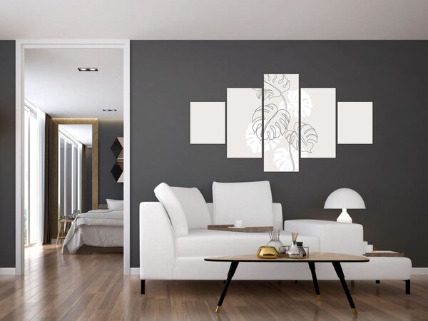 Obraz - Line art monstera N⁰3 (125x70 cm)