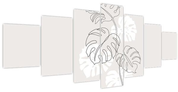 Obraz - Line art monstera N⁰3 (210x100 cm)