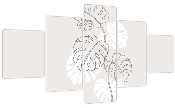 Obraz - Line art monstera N⁰3 (125x70 cm)