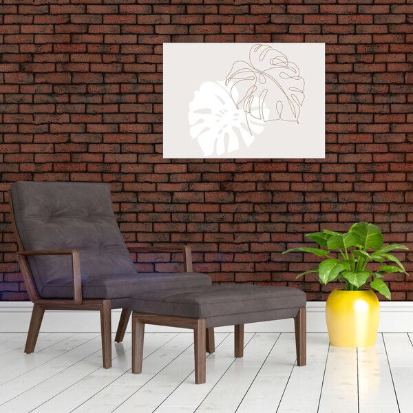 Obraz - Line art monstera N⁰2 (70x50 cm)