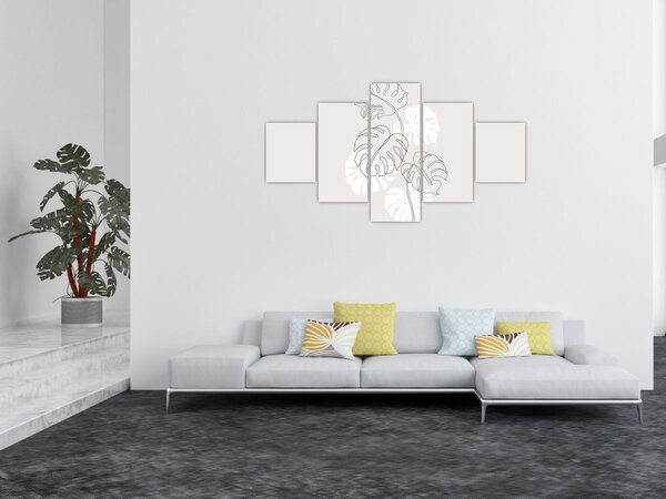 Obraz - Line art monstera N⁰3 (125x70 cm)