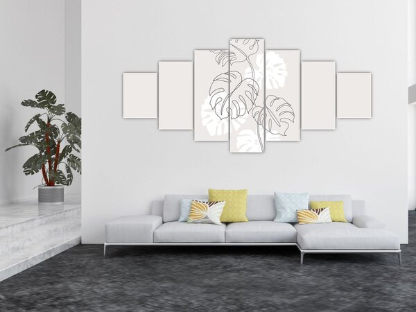 Obraz - Line art monstera N⁰3 (210x100 cm)