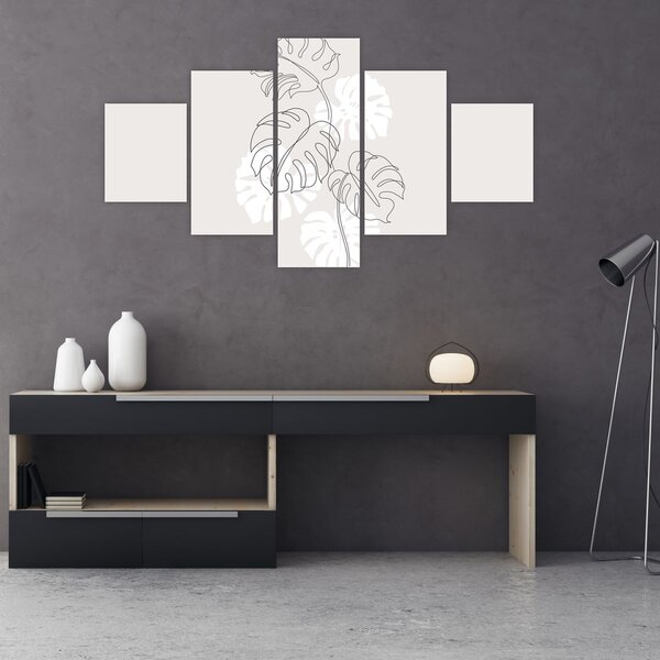 Obraz - Line art monstera N⁰3 (125x70 cm)