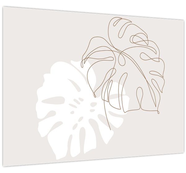 Obraz - Line art monstera N⁰2 (70x50 cm)