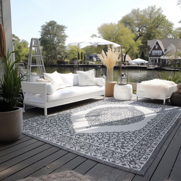 ELLE Decoration, Kusový koberec Gemini 106023 Silver z kolekce Elle – na ven i na doma, 120x170, šedá, chodba / předsíň