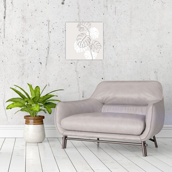 Obraz - Line art monstera N⁰3 (30x30 cm)