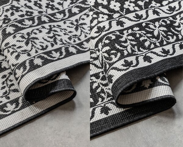 ELLE Decoration, Kusový koberec Gemini 106024 Black z kolekce Elle – na ven i na doma, 160x230, černobílá, chodba / předsíň