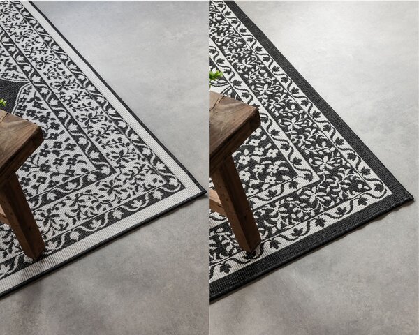 ELLE Decoration, Kusový koberec Gemini 106024 Black z kolekce Elle – na ven i na doma, 160x230, černobílá, chodba / předsíň