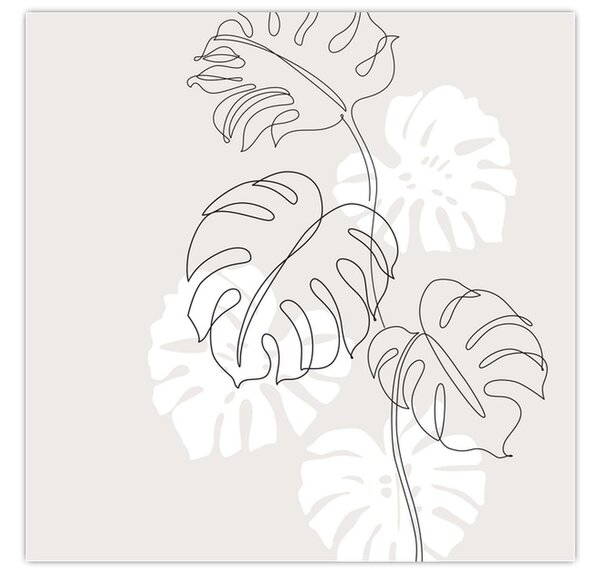 Obraz - Line art monstera N⁰3 (30x30 cm)