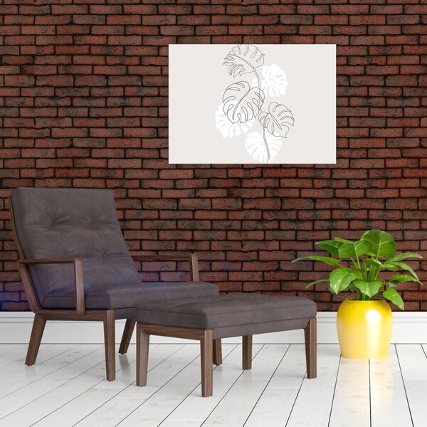 Obraz - Line art monstera N⁰3 (70x50 cm)
