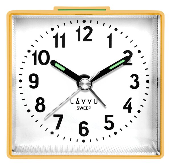 LAVVU Bateriový žlutý budík SWEEP s plynulým chodem - 3 ROKY ZÁRUKA! LAS3015 (3 ROKY ZÁRUKA!)