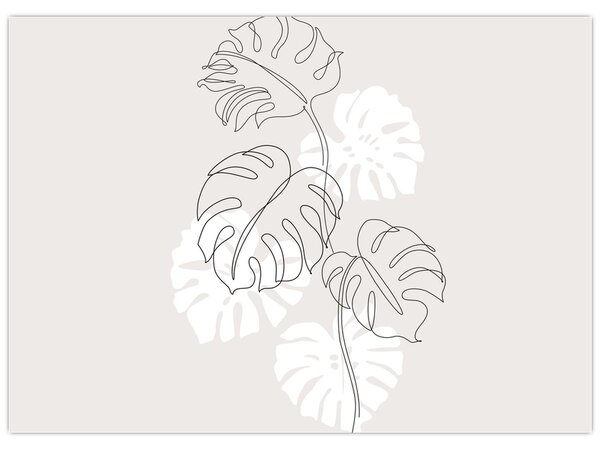 Obraz - Line art monstera N⁰3 (70x50 cm)