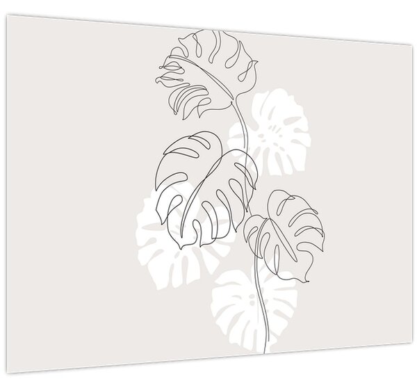 Obraz - Line art monstera N⁰3 (70x50 cm)