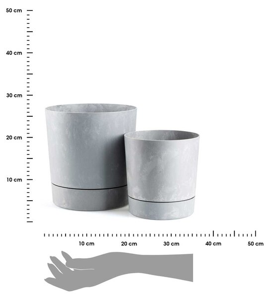 PLASTOVÝ KVĚTINÁČ AZALEA SADA 2KS 22,5X23,5 CM+17,5X18,5 CM IMITACE BETONU ŠEDÁ