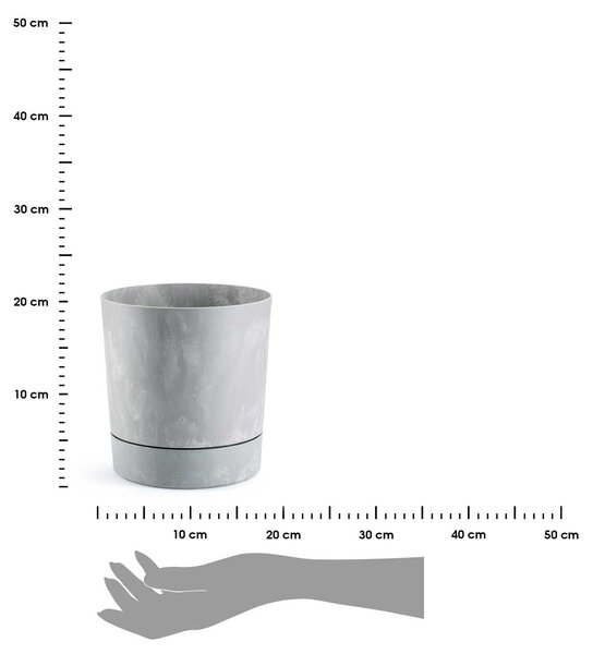 PLASTOVÝ KVĚTINÁČ AZALEA 17,5X18,5 CM IMITACE BETONU ŠEDÁ