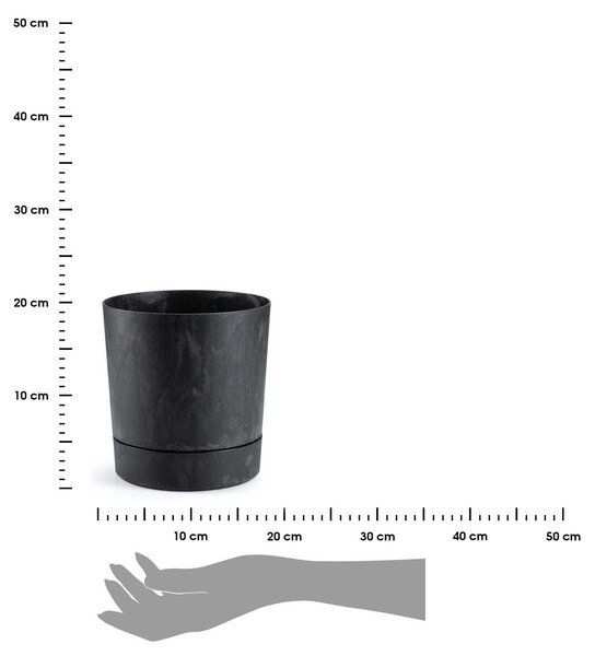 PLASTOVÝ KVĚTINÁČ AZALEA 17,5X18,5 CM IMITACE BETONU ČERNÁ