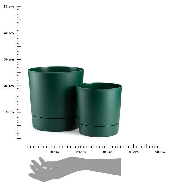 PLASTOVÝ KVĚTINÁČ AZALEA SADA 2KS 22,5X23,5 CM+17,5X18,5 CM TMAVĚZELENÁ