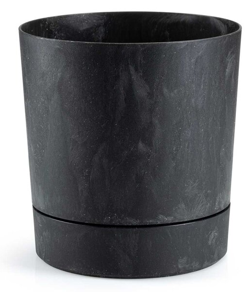 PLASTOVÝ KVĚTINÁČ AZALEA 17,5X18,5 CM IMITACE BETONU ČERNÁ
