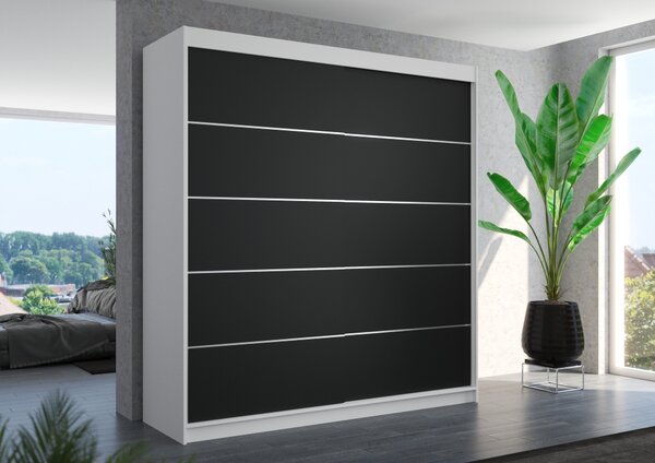 Šatní skříň s posuvnými dveřmi 200 cm HARLIA - bílá / černá