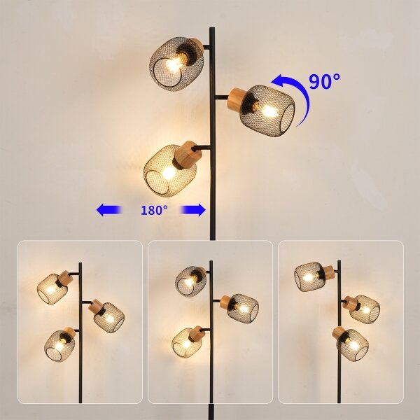 Brilagi - Stojací lampa BASKLITE 3xE27/15W/230V dřevo/černá