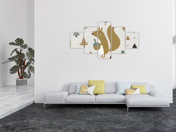 Obraz - Veverka s oříškem (125x70 cm)