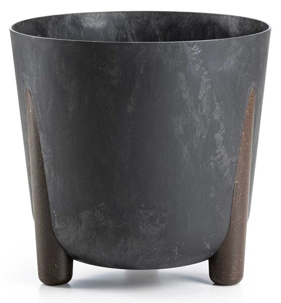 PLASTOVÝ KVĚTINÁČ MOSS 30X28,5 CM IMITACE BETONU ČERNÁ